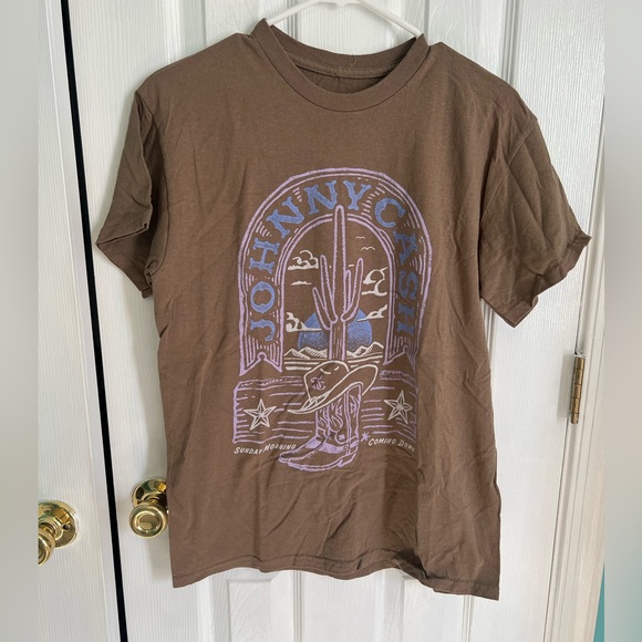 CASH Other - Johnny Cash Mens Medium Brown Cotton Short Sleeve Shirt